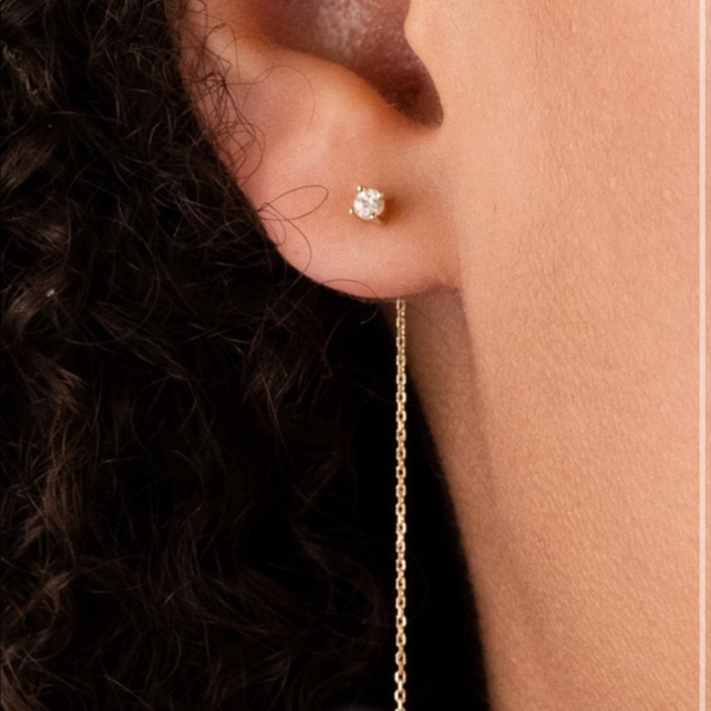 14k Solid Gold Sapphire Threader